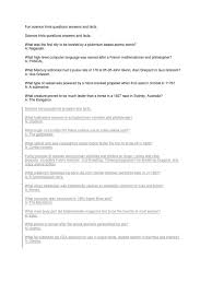 To get a few giggles out of your participants, we've included 10 more unusual, funny quiz questions for them to try: Fun Science Trivia Questions Answers And Facts Pdf Nature Science