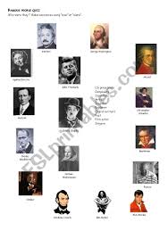Posted on august 30, 2010 by sandi. Famous People Quiz Esl Worksheet By Feenanou