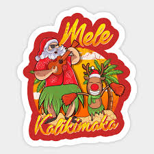 Touch device users, explore by touch or with swipe gestures. Mele Kalikimaka Santa Hawaiian Christmas In July Hawaii Mele Kalikimaka Sticker Teepublic