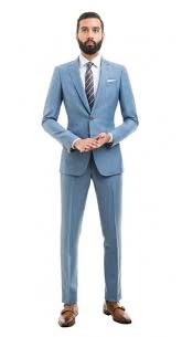 Black Lapel Light Blue Wool Linen Suit Mens Light Blue Suit Blue Linen Suit Light Blue Suit