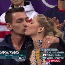 Alexa Knierim and Chris Knierim in the kiss and cry