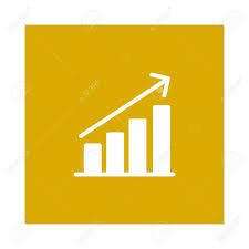 A Growth Chart Icon On Yellow Background Vector Illustration