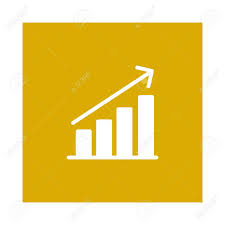 a growth chart icon on yellow background vector illustration