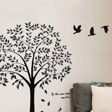 Black Tree With Flying Birds Wall Decals Tree Of Life Wall Sticker Diy Vinyl Art Tree Wall Art Sticker Wall Art Beautiful Wall Art
