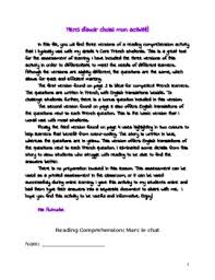 french reading comprehension activity assessment grade 4 core