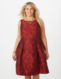 Luxe By Carmen Marc Valvo Plus Size Rose Pleated Fit And Flare Dress Dressbarn Fit And Flare Dress Flare Dress Fit And Flare Wedding Dress