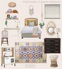 All of those wooden furniture pieces are dressed so beautifully alongside the earthy tones and textures of the room. Orc Week 1 Mood Board Global Boho Girls Bedroom Emmerson And Fifteenth