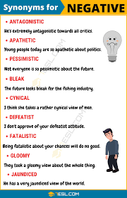 Negative Synonym List Of 17 Synonyms For Negative With Useful Examples 7 E S L English Vocabulary Learn English Words Learn English Vocabulary