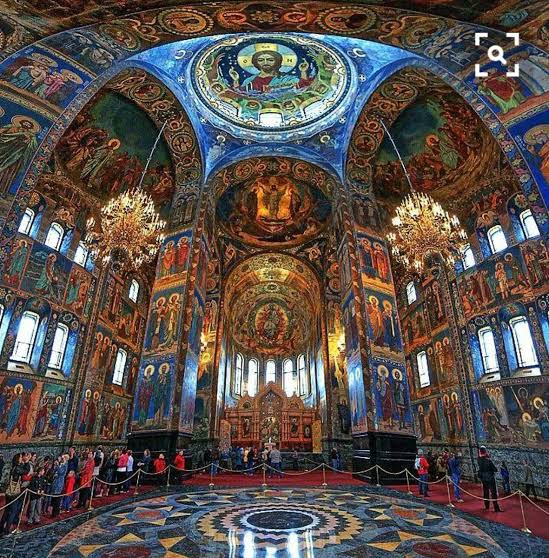 Image result for church of the savior on blood interior by natural light"