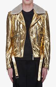 John Galliano Cracked Metallic Gold Leather Jacket Metallic Gold Leather Leather Jacket Leather Jacket Men