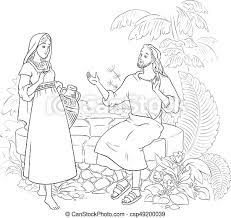 Click here to see all activities related to this important story, including a story profile that provides commentary and a story summary for. Jesus And The Samaritan Woman At The Well Coloring Page Vector Cartoon Christian Black And White Illustration Also Canstock