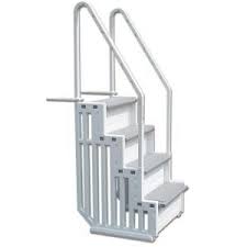 Confer Plastics 1 Step Staircase Style Above Ground Pool Steps Step 1 The Home Depot Pool Steps Above Ground Pool Steps Swimming Pool Ladders