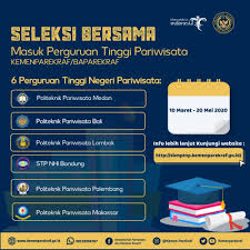We did not find results for: Sbmptnp Seleksi Bersama Masuk Perguruan Tinggi Negeri Pariwisata Kemenparekraf Bapekraf Tahun 2020