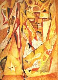 Painting that shows the lives of the townsfolk, legends and traditions that stayed in the philippine contemporary period. Fisherman Filipino Modern Art Filipino Art Philippine Art Cubist Art