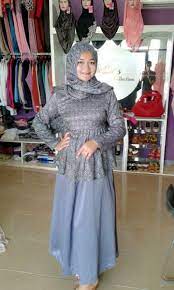 Gamis Satin Sutra Kain Satin Atasan Brukat Fashion Dresses High Neck Dress