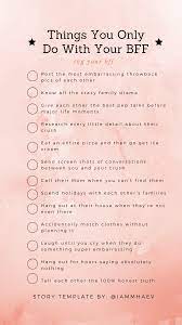 Things You Only Do With Your Bff Instagram Story Template Best Friend Dates Things To Do At A Sleepover Best Friend Challenges
