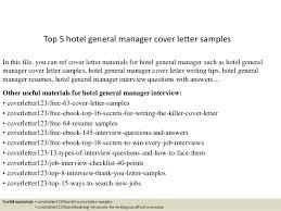 Top 5 Hotel General Manager Cover Letter Samples