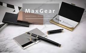 Sooez metal business card holder for men women, business card case slim design pocket card holders name card holder box credit card carrier stainless steel black. Maxgear Professional Metal Business Card Holder Maxgear