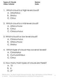 Free Types Of Clouds Worksheet And Video Types Of Clouds Activities 4th Grade Weather Unit Clouds Lesson Plan Science Videos