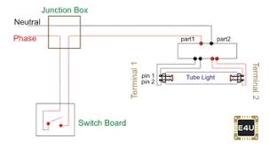 Wiring diagram of single tube light installation with electronic ballast. Tube Light Connection Circuit Wiring Diagram Electrical4u