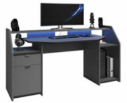 Gamer Tisch Ace Grau Schwarz 180x92x68 Cm Pc Tisch Schreibtisch Led Farbwechsler Ebay