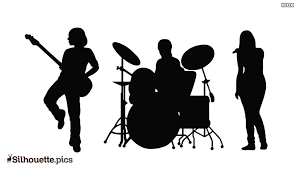 Musical conductor singer long hair guitar man guiter vector male rock musician singer on stage boy with musical instrument black white photos people singers playing piano on stage. Music Band Clipart Silhouette Vector Clipart Images Pictures