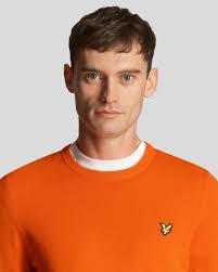 Lyle & Scott Cotton Crew Neck Jumper Tangerine Tango