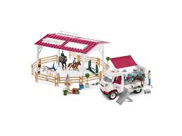 Idéal pour un rangement rapide de la chambre : Schleich Ecole D Equitation Et Van Veterinaire Jeux Et Jouets