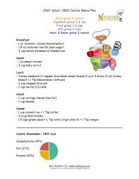 Chef Solus 1800 Calorie Menu Plan For Kids 9 Years And Older