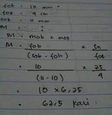 Bila obyek preparat mempunyai panjang 0,5 mm dan jarak baca normal orang. Sebuah Mikroskop Mempunyai Fokus Lensa Objektif 10 Mm Dan Jarak Fokus Lensa Okuler 4 Cm Sebuah Brainly Co Id