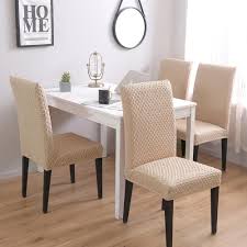 Seat covers are perfect for use on a variety of kitchen, dining and even folding chairs. Jacquard Spandex Dining Chair Covers Slipcovers Stretch Thicken Furniture Protector For Dining Room Chair Cushion Cover 2 4 Pcs Chair Cover Aliexpress
