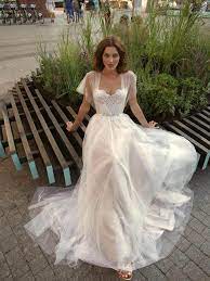 Papilio A Line Wedding Gown With Butterfly Sleeves Modern Wedding Dress Wedding Dresses Bridal Style