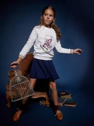 Jupe forme patineuse en taille 36, tissu épais portée 1 seule fois. Jupe Plissee En Tricot Fille Marine Fille