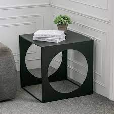 Winsome end table storage cube, brown, furnit. Modern Black Cube Small End Table Metal Side Table
