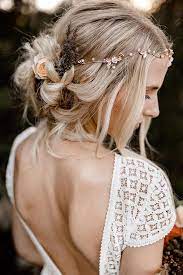 Boho Wedding Hairstyles Messy Blonde Updo With Loose Curls And Flowers Kathiundchris Bohemian Wedding Hair Bride Hairstyles Wedding Hairstyles For Long Hair