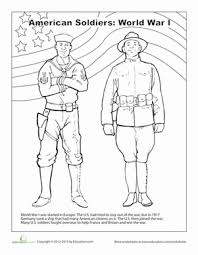 How long had the us remained neutral while europe fought wwi? American Soldiers Coloring Page World War I Worksheet Education Com