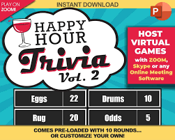 Virtual Happy Hour Trivia Vol 2 Game Download Play On Zoom Etsy In 2021 Virtual Games Make Your Own Game Ipad Games