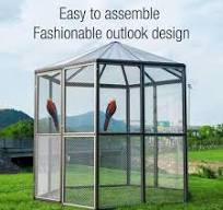 Large Bird Cage Pet Parrot House Cockatiel Finch Iron Wire Walk-in Aviary  Hexagon Space Enough