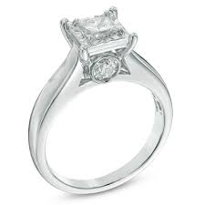 1 Ct T W Princess Cut Diamond Engagement Ring In 14k White Gold