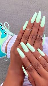 For custom sizes leave a note at checkout. Neon Mint Green Nails Best Acrylic Nails Green Nails Coffin Nails Designs