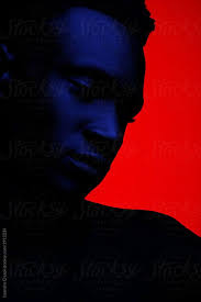 Creative Dark Portrait Under Blue Light Over Red Background By Ohlamour Studio Dark Portrait Red Portrait Portrait