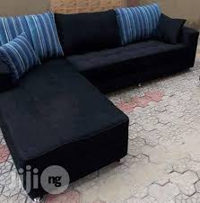 Follow these simple methods to deal with stains on upholstery at home. Sofa Chair Set Of L With Throws And Pillows Black Blue Suede Fabric In Lagos State Furniture Prefix E Jiji Ng