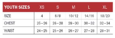 youth size chart