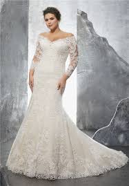 Modest wedding dress sheer long sleeves bridal dress with lace vestido de custom. Off The Shoulder Three Quarter Sleeve Lace Plus Size Wedding Dress