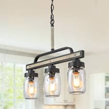 Farmhouse Mason Jar Chandelier 3 Light Island Pendant Lighting Walmart Com Walmart Com