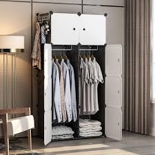 An armoire makes a good place to store jackets, coats, hats, snow boots, umbrellas, and rain gear if you dont happen to have a coat closet. George Danis Portable Wardrobe Closet 28x18x56 Inches Cube Storage Organizer Plastic Dresser Bedroom Armoire Carbinet Shelf Black