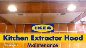 Extractor fans in an internal kitchen. How To Clean And Maintain Kitchen Range Hood Blower Ikea Kitchen Exhaust Fan Extractor Hood Youtube