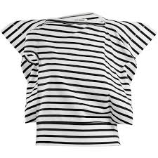 Black And White Striped Tee Junya Watanabe Striped Asymmetric Cotton Jersey T Shirt 245 Liked On Polyvore Featuring To Black And White T Shirts Black And White Tees White Striped Tee