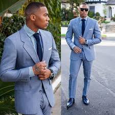 Egal, ob die zeremonie im standesamt oder in der kirche stattfindet: High Quality Fashion Light Blue Groom Tuxedos Groomsmen Slim Fit Best Man Blazer Mens Wedding Suits Jacket Pants Blue Suit Men Well Dressed Men Tuxedo For Men