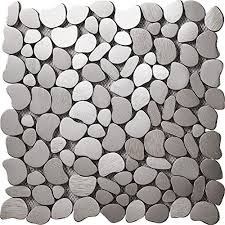 M s international mix river rock tumbled marble tile for kitchen backsplash, wall tile for bathroom, floor tile, and shower wall tile, 12 in. River Rock Pattern Mosaic Stainless Steel Silver Metal Tile Kitchen Backsplash Bathroom Wall Home Decor Fireplace Surround Sa152 11pcs 10 76sq Ft Buy Online In Dominica At Dominica Desertcart Com Productid 62071899